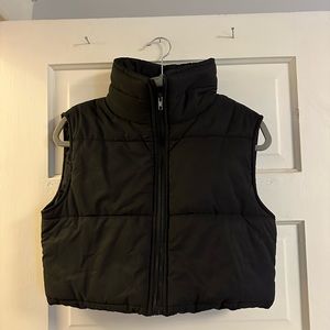 Black Cropped Puffer Vest